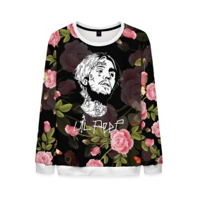 Мужской свитшот 3D с принтом LIL PEEP ROSES в Петрозаводске, 100% полиэстер с мягким внутренним слоем | круглый вырез горловины, мягкая резинка на манжетах и поясе, свободная посадка по фигуре | lil peep | lil prince | pink | зарубежная музыка | лил пип | маленький принц