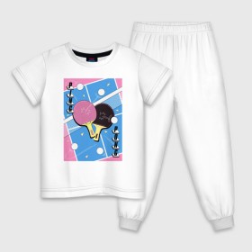 Детская пижама хлопок с принтом ping pong в Петрозаводске, 100% хлопок |  брюки и футболка прямого кроя, без карманов, на брюках мягкая резинка на поясе и по низу штанин
 | 