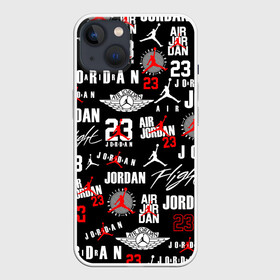 Чехол для iPhone 13 с принтом MICHAEL JORDAN LOGOBOMBING в Петрозаводске,  |  | 23 | bulls | chicago bulls | jordan | logo | michael jordan | nba | paris saint germain | psg | red | sport | быки | джордан | лого | майкл джордан | псж | спорт | чикаго буллс