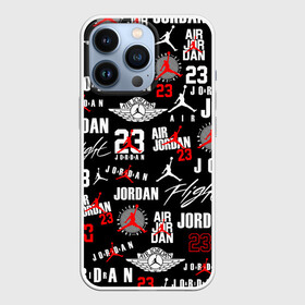 Чехол для iPhone 13 Pro с принтом MICHAEL JORDAN LOGOBOMBING в Петрозаводске,  |  | Тематика изображения на принте: 23 | bulls | chicago bulls | jordan | logo | michael jordan | nba | paris saint germain | psg | red | sport | быки | джордан | лого | майкл джордан | псж | спорт | чикаго буллс