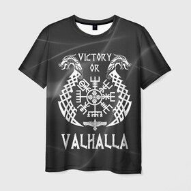 Мужская футболка 3D с принтом Valhalla в Петрозаводске, 100% полиэфир | прямой крой, круглый вырез горловины, длина до линии бедер | valhalla | вальгалла | вальхалла | вегвизир | викинги | знак | победа | скандинавия