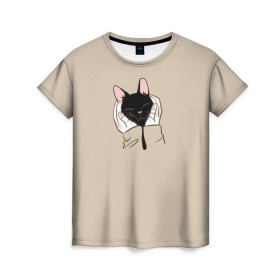 Женская футболка 3D с принтом Милая кошечка в Петрозаводске, 100% полиэфир ( синтетическое хлопкоподобное полотно) | прямой крой, круглый вырез горловины, длина до линии бедер | cat | детское платье с кошкой | для девочек | кот | кошка | милая | милая футболка | мужская футболка | рюкзак с кошкой | футболка | футболка 3d | футболка женская | футболка с котом