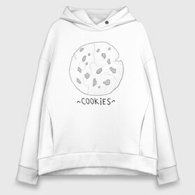 Женское худи Oversize хлопок с принтом Cookies в Петрозаводске, френч-терри — 70% хлопок, 30% полиэстер. Мягкий теплый начес внутри —100% хлопок | боковые карманы, эластичные манжеты и нижняя кромка, капюшон на магнитной кнопке | cookies | графика | кофе | печенье | печеньки | постирония | прикольные картинки | сладости | чай