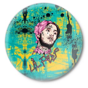 Значок с принтом Lil Peep в Петрозаводске,  металл | круглая форма, металлическая застежка в виде булавки | lil | peep | автор | модель | певец | рэпер | хип хоп | эмо рэп.