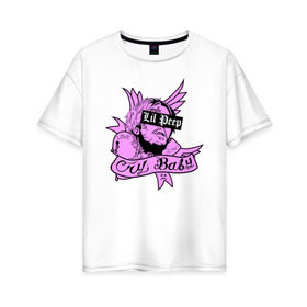 Женская футболка хлопок Oversize с принтом LIL PEEP в Петрозаводске, 100% хлопок | свободный крой, круглый ворот, спущенный рукав, длина до линии бедер
 | lil peep | lil prince | pink | зарубежная музыка | лил пип | маленький принц