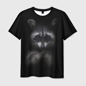 Мужская футболка 3D с принтом енот в Петрозаводске, 100% полиэфир | прямой крой, круглый вырез горловины, длина до линии бедер | енот | енот хайп | еноты | животные | лайв тудей