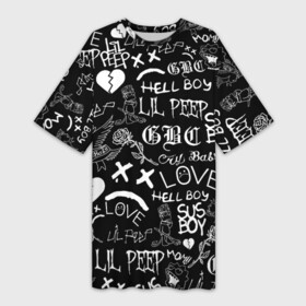 Платье-футболка 3D с принтом LIL PEEP LOGOBOMBING | ЛИЛ ПИП в Петрозаводске,  |  | Тематика изображения на принте: lil peep | lil prince | pink | зарубежная музыка | лил пип | маленький принц
