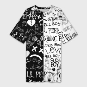 Платье-футболка 3D с принтом LIL PEEP LOGOBOMBING | ЛИЛ ПИП в Петрозаводске,  |  | lil peep | lil prince | pink | зарубежная музыка | лил пип | маленький принц