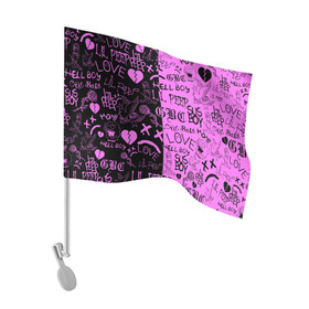 Флаг для автомобиля с принтом LIL PEEP LOGOBOMBING BLACK PINK в Петрозаводске, 100% полиэстер | Размер: 30*21 см | lil peep | lil prince | pink | зарубежная музыка | лил пип | маленький принц