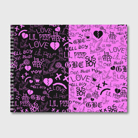 Альбом для рисования с принтом LIL PEEP LOGOBOMBING BLACK PINK в Петрозаводске, 100% бумага
 | матовая бумага, плотность 200 мг. | lil peep | lil prince | pink | зарубежная музыка | лил пип | маленький принц