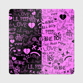 Магнит виниловый Квадрат с принтом LIL PEEP LOGOBOMBING BLACK PINK в Петрозаводске, полимерный материал с магнитным слоем | размер 9*9 см, закругленные углы | lil peep | lil prince | pink | зарубежная музыка | лил пип | маленький принц