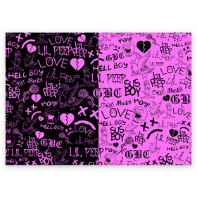 Поздравительная открытка с принтом LIL PEEP LOGOBOMBING BLACK PINK в Петрозаводске, 100% бумага | плотность бумаги 280 г/м2, матовая, на обратной стороне линовка и место для марки
 | lil peep | lil prince | pink | зарубежная музыка | лил пип | маленький принц