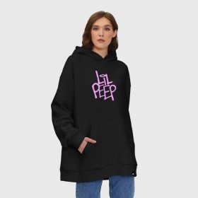 Худи SuperOversize хлопок с принтом LIL PEEP в Петрозаводске, 70% хлопок, 30% полиэстер, мягкий начес внутри | карман-кенгуру, эластичная резинка на манжетах и по нижней кромке, двухслойный капюшон
 | lil peep | lil prince | pink | зарубежная музыка | лил пип | маленький принц