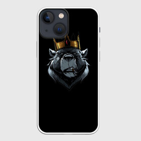 Чехол для iPhone 13 mini с принтом king в Петрозаводске,  |  | для детей | для мальчиков | для мужиков | для мужчин | для парней | корона | медведь | россия | царь | черная
