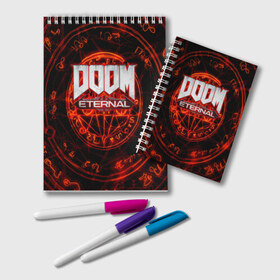 Блокнот с принтом DOOM в Петрозаводске, 100% бумага | 48 листов, плотность листов — 60 г/м2, плотность картонной обложки — 250 г/м2. Листы скреплены удобной пружинной спиралью. Цвет линий — светло-серый
 | doom | doom eternal | дум