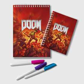 Блокнот с принтом DOOM в Петрозаводске, 100% бумага | 48 листов, плотность листов — 60 г/м2, плотность картонной обложки — 250 г/м2. Листы скреплены удобной пружинной спиралью. Цвет линий — светло-серый
 | doom | doom eternal | дум