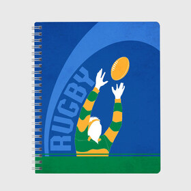 Тетрадь с принтом Регби в Петрозаводске, 100% бумага | 48 листов, плотность листов — 60 г/м2, плотность картонной обложки — 250 г/м2. Листы скреплены сбоку удобной пружинной спиралью. Уголки страниц и обложки скругленные. Цвет линий — светло-серый
 | Тематика изображения на принте: rugby | регби | спорт | футбол