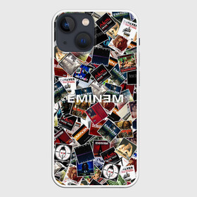 Чехол для iPhone 13 mini с принтом Дискография EMINEM в Петрозаводске,  |  | discography | rap | альбом | обложка | паттрен | рэп | рэпер | эминем