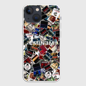 Чехол для iPhone 13 mini с принтом Дискография EMINEM в Петрозаводске,  |  | Тематика изображения на принте: discography | rap | альбом | обложка | паттрен | рэп | рэпер | эминем