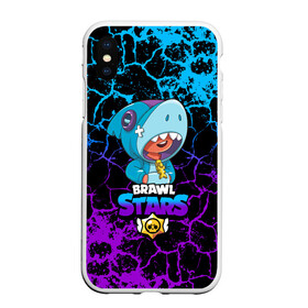 Чехол для iPhone XS Max матовый с принтом BRAWL STARS LEON SHARK в Петрозаводске, Силикон | Область печати: задняя сторона чехла, без боковых панелей | bib | brawl stars | colt | crow | el brown | leon | leon shark | max | moba | sally leon | shark | акула | берли | биби | бравл старс | браун | ворон | жанр | игра | кольт | леон | леон акула | макс | нита | шелли