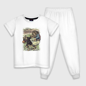 Детская пижама хлопок с принтом English Rugby в Петрозаводске, 100% хлопок |  брюки и футболка прямого кроя, без карманов, на брюках мягкая резинка на поясе и по низу штанин
 | Тематика изображения на принте: rugby | регби | спорт | футбол