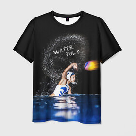 Мужская футболка 3D с принтом Water polo в Петрозаводске, 100% полиэфир | прямой крой, круглый вырез горловины, длина до линии бедер | polo | water polo | вода | водное поло | водный спорт | плавание | пловец | поло | спорт