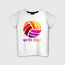 Детская футболка хлопок с принтом Мяч для водного поло в Петрозаводске, 100% хлопок | круглый вырез горловины, полуприлегающий силуэт, длина до линии бедер | polo | water polo | вода | водное поло | водный спорт | плавание | пловец | поло | спорт