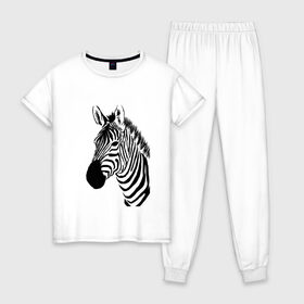 Женская пижама хлопок с принтом Зебра в Петрозаводске, 100% хлопок | брюки и футболка прямого кроя, без карманов, на брюках мягкая резинка на поясе и по низу штанин | fashion | style | животные | зебра | красота | мода | стиль