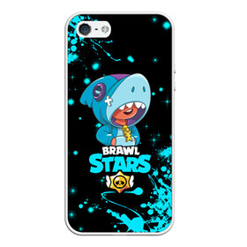 Чехол для iPhone 5/5S матовый с принтом BRAWL STARS LEON SHARK в Петрозаводске, Силикон | Область печати: задняя сторона чехла, без боковых панелей | bib | brawl stars | colt | crow | el brown | leon | leon shark | max | moba | sally leon | shark | акула | берли | биби | бравл старс | браун | ворон | жанр | игра | кольт | леон | леон акула | макс | нита | шелли