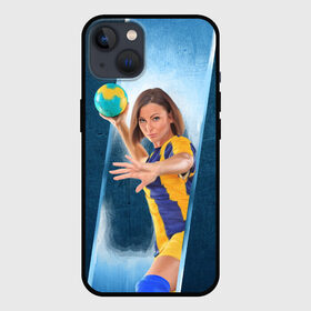 Чехол для iPhone 13 с принтом Гандболистка в Петрозаводске,  |  | hand ball | handball | play | игра | игра в ганбол | игра с мячом | мяч | руки | футбол