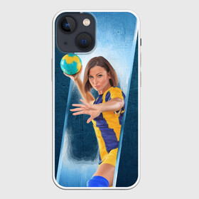 Чехол для iPhone 13 mini с принтом Гандболистка в Петрозаводске,  |  | hand ball | handball | play | игра | игра в ганбол | игра с мячом | мяч | руки | футбол