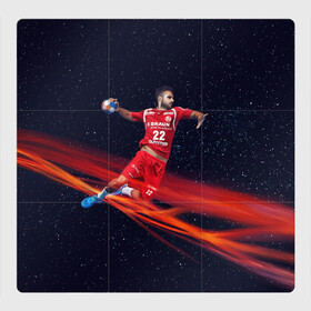 Магнитный плакат 3Х3 с принтом Гандболист в Петрозаводске, Полимерный материал с магнитным слоем | 9 деталей размером 9*9 см | hand ball | handball | play | игра | игра в ганбол | игра с мячом | мяч | руки | футбол