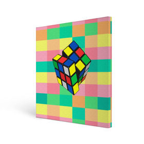 Холст квадратный с принтом Кубик Рубика в Петрозаводске, 100% ПВХ |  | Тематика изображения на принте: игра | интеллект | куб | кубик | рубик | ум