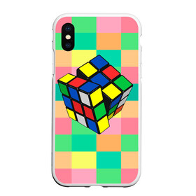 Чехол для iPhone XS Max матовый с принтом Кубик Рубика в Петрозаводске, Силикон | Область печати: задняя сторона чехла, без боковых панелей | игра | интеллект | куб | кубик | рубик | ум