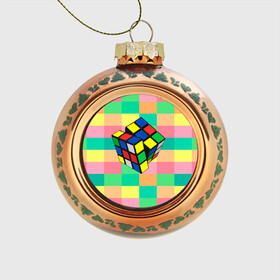Стеклянный ёлочный шар с принтом Кубик Рубика в Петрозаводске, Стекло | Диаметр: 80 мм | Тематика изображения на принте: игра | интеллект | куб | кубик | рубик | ум