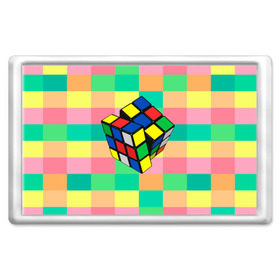 Магнит 45*70 с принтом Кубик Рубика в Петрозаводске, Пластик | Размер: 78*52 мм; Размер печати: 70*45 | Тематика изображения на принте: игра | интеллект | куб | кубик | рубик | ум