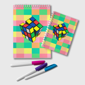 Блокнот с принтом Кубик Рубика в Петрозаводске, 100% бумага | 48 листов, плотность листов — 60 г/м2, плотность картонной обложки — 250 г/м2. Листы скреплены удобной пружинной спиралью. Цвет линий — светло-серый
 | Тематика изображения на принте: игра | интеллект | куб | кубик | рубик | ум