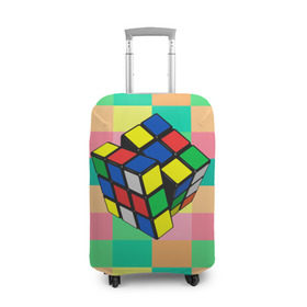 Чехол для чемодана 3D с принтом Кубик Рубика в Петрозаводске, 86% полиэфир, 14% спандекс | двустороннее нанесение принта, прорези для ручек и колес | игра | интеллект | куб | кубик | рубик | ум