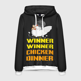 Мужская толстовка 3D с принтом Winner Chicken Dinner в Петрозаводске, 100% полиэстер | двухслойный капюшон со шнурком для регулировки, мягкие манжеты на рукавах и по низу толстовки, спереди карман-кенгуру с мягким внутренним слоем. | asia | battle | chicken | dinner | duo | epic | guide | lucky | map | miramar | mobile | mortal | pro | royale | solo | winner | битва | лут | пабг | пубг | стрим | топ