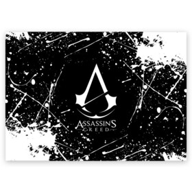 Поздравительная открытка с принтом ASSASSIN`S CREED в Петрозаводске, 100% бумага | плотность бумаги 280 г/м2, матовая, на обратной стороне линовка и место для марки
 | slayer | асасин | ассасин крид | ассассин | тамплиеры