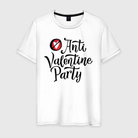 Мужская футболка хлопок с принтом Anti Valentine Party в Петрозаводске, 100% хлопок | прямой крой, круглый вырез горловины, длина до линии бедер, слегка спущенное плечо. | 14 февраля | антивалентин | день святого  валентина | любовь | подарок