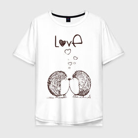 Мужская футболка хлопок Oversize с принтом Love в Петрозаводске, 100% хлопок | свободный крой, круглый ворот, “спинка” длиннее передней части | 14 февраля | 23 февраля | 8 марта | в тебя | влюблен | девушке | день влюбленных | день святого валентина | для любимых | др | еж | ежи | ежик | жене | купидон | любимая | любимый | люблю | любовь | мужу | парню