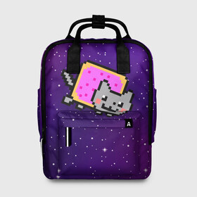 Женский рюкзак 3D с принтом Nyan Cat в Петрозаводске, 100% полиэстер | лямки с регулируемой длиной, сверху ручки, чтобы рюкзак нести как сумку. Основное отделение закрывается на молнию, как и внешний карман. Внутри два дополнительных кармана, один из которых закрывается на молнию. По бокам два дополнительных кармашка, куда поместится маленькая бутылочка
 | Тематика изображения на принте: cat | meme | nyan cat | space | youtube | животное | звезды | интернет | космос | кошка | мем | прикол | радуга | юмор | ютуб
