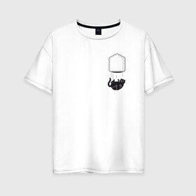 Женская футболка хлопок Oversize с принтом Кот в Петрозаводске, 100% хлопок | свободный крой, круглый ворот, спущенный рукав, длина до линии бедер
 | забавная | карман | кот