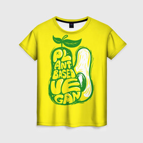 Женская футболка 3D с принтом Веган Авокадо  в Петрозаводске, 100% полиэфир ( синтетическое хлопкоподобное полотно) | прямой крой, круглый вырез горловины, длина до линии бедер | avocado | based | food | plant | vegan | vegetable | авокадо | веган | для девочек | для фитнеса | женская | зож | кето | купить | мужская | пища | растительная | с авокадо | с надписью | с принтом | тренер | фитнес
