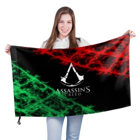 Флаг 3D с принтом Assassins Creed в Петрозаводске, 100% полиэстер | плотность ткани — 95 г/м2, размер — 67 х 109 см. Принт наносится с одной стороны | 