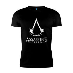 Мужская футболка премиум с принтом Assassins Creed в Петрозаводске, 92% хлопок, 8% лайкра | приталенный силуэт, круглый вырез ворота, длина до линии бедра, короткий рукав | Тематика изображения на принте: mmorpg | rogue | асасин | асассин | ассасин крид | ассассин