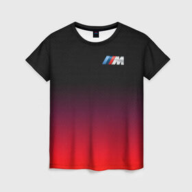Женская футболка 3D с принтом BMW в Петрозаводске, 100% полиэфир ( синтетическое хлопкоподобное полотно) | прямой крой, круглый вырез горловины, длина до линии бедер | bmw | bmw performance | m | motorsport | performance | бмв | моторспорт