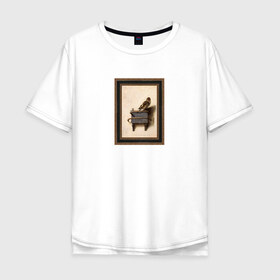 Мужская футболка хлопок Oversize с принтом The Goldfinch в Петрозаводске, 100% хлопок | свободный крой, круглый ворот, “спинка” длиннее передней части | the goldfinch | акварель | арт | голландский | животные | искусство | карел | картина | минимализм | рисунок | стиль | фабрициус | художник | щегол