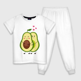 Детская пижама хлопок с принтом Влюбленные Веганы Авокадо в Петрозаводске, 100% хлопок |  брюки и футболка прямого кроя, без карманов, на брюках мягкая резинка на поясе и по низу штанин
 | Тематика изображения на принте: 14 февраля | avocado | based | plant | vegan | авокадо | валентина | веган | влюбленный | день | диета | для девочек | для фитнеса | женская | зож | кето | кето диета | купить | мужская | с авокадо | с принтом | фитнес